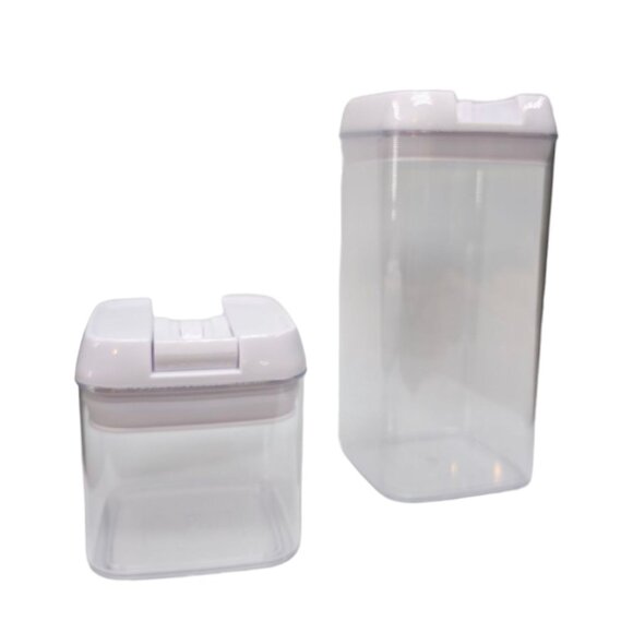 Airtight Food Storage Containers Set of 7 Clear White BPA Free Plastic Storage - Picture 1 of 12